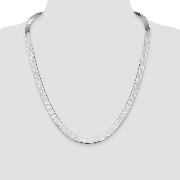 Men's 8mm, Sterling Silver Solid Herringbone Chain Necklace, 24 Inch - Picture 2 of 8